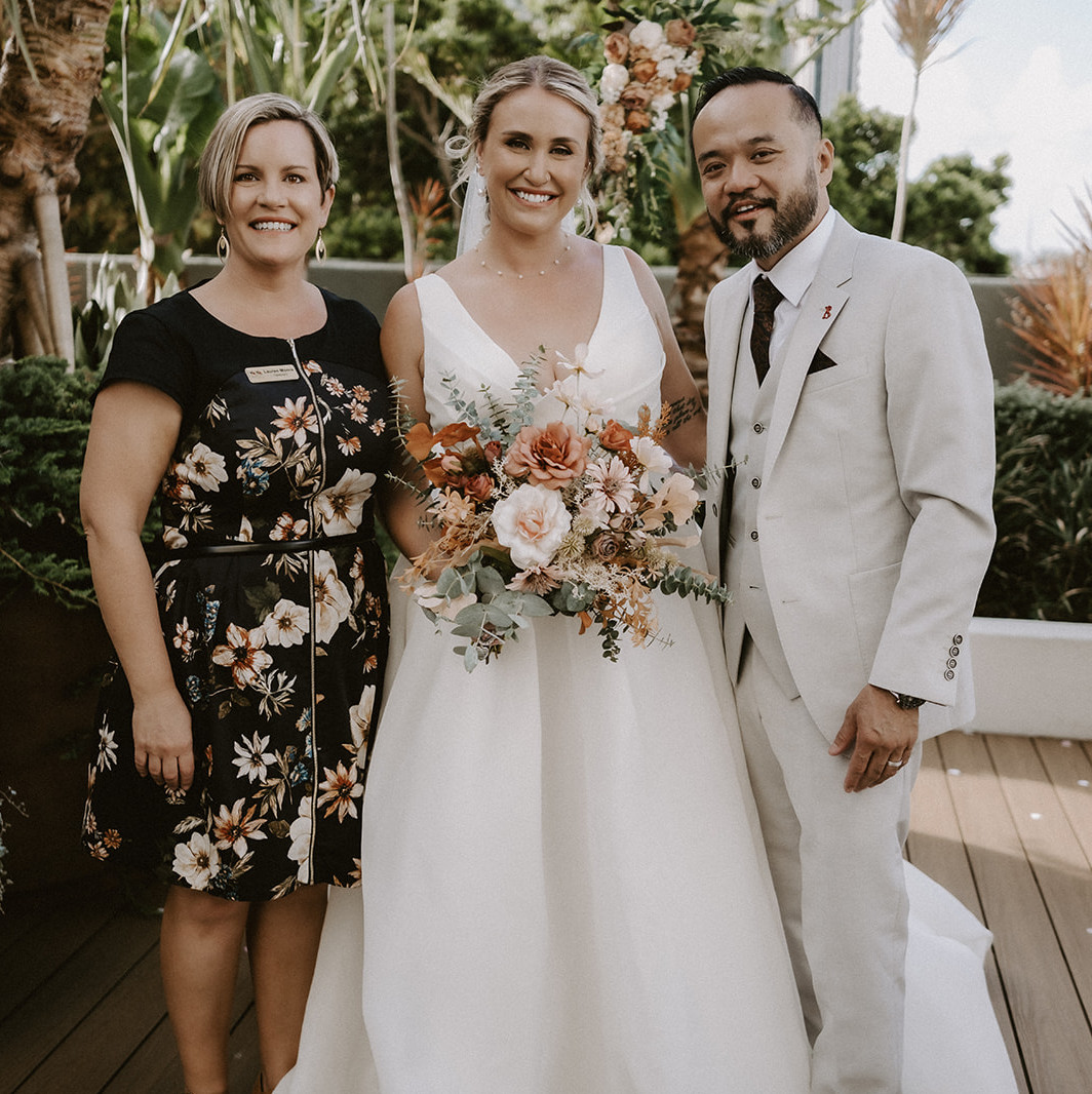 Emotional vow exchange during a sunset elopement at Burleigh Heads